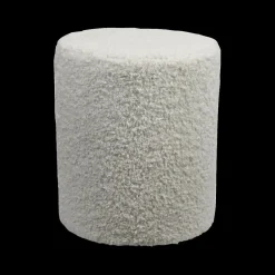Ygo Pouf TOBIES Rond Poly Teddy Off White| Poufen & Voetenbanken
