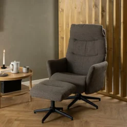 Ygo Relaxfauteuil HALDOR met poef Monza Taupe| Relaxen