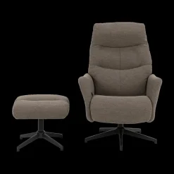 Ygo Relaxfauteuil HALDOR met poef Monza Taupe| Relaxen