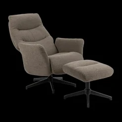 Ygo Relaxfauteuil HALDOR met poef Monza Taupe| Relaxen