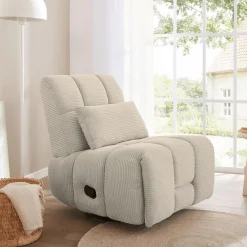 Ygo Relaxfauteuil RONALDO Ribfluweel Greige| Fauteuils