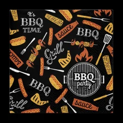 Ygo S/20 Serviet BBQ PARTY Zwart| Tafellinnen & -Textiel
