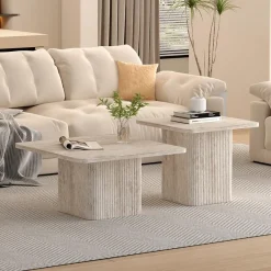 Ygo Salontafel AGATHA S/2 Decor Travertin Beige| Salontafels & Bijzettafels