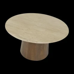 Ygo Salontafel ANANTA Ø80 Travertin/Mango Donkerbruin| Salontafels & Bijzettafels