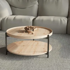 Ygo Salontafel JACOB Ø80 M/Onderblad Oude Eik| Salontafels & Bijzettafels