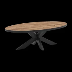 Ygo Salontafel LUCIEN Ovaal 130x70 Industrial Oak/Rand Zwart| Salontafels & Bijzettafels
