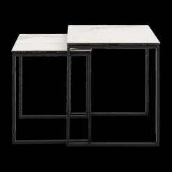Ygo Salontafel MARCO S/2 Keramiek Wit/Metaal Zwart| Salontafels & Bijzettafels