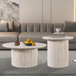 Ygo Salontafel PORTO Ø80 Travertijnlook| Salontafels & Bijzettafels