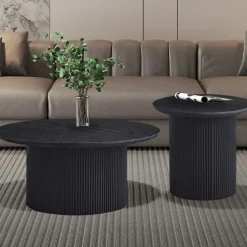 Ygo Salontafel PORTO Decor Donkerbruin Ø80| Salontafels & Bijzettafels