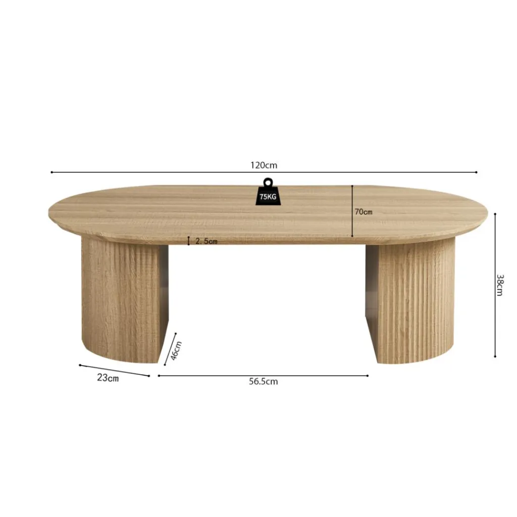 Ygo Salontafel PORTO Decor Eik Naturel 120x70| Salontafels & Bijzettafels