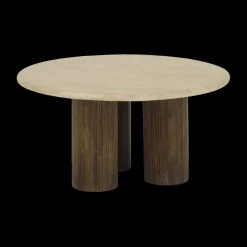 Ygo Salontafel PURNIMA Ø90 Travertijn/Mango Donkerbruin| Salontafels & Bijzettafels