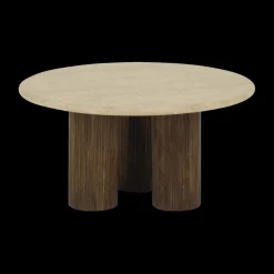 Ygo Salontafel PURNIMA Ø90 Travertijn/Mango Donkerbruin| Salontafels & Bijzettafels