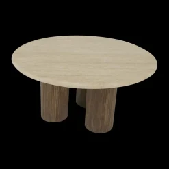 Ygo Salontafel PURNIMA Ø90 Travertijn/Mango Donkerbruin| Salontafels & Bijzettafels