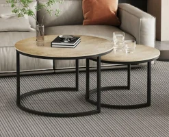 Ygo Salontafel set CELIA verouderd zilver| Salontafels & Bijzettafels