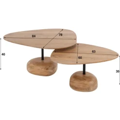 Ygo Salontafel Set van 2 FRESCO Driehoekig| Salontafels & Bijzettafels