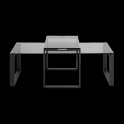 Ygo Salontafel Set van 2 MARCO Glas Smoke/Metal Black| Salontafels & Bijzettafels