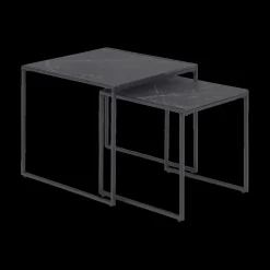 Ygo Salontafel Set van 2 RADDEL Mel. Marble/Metal Black| Salontafels & Bijzettafels