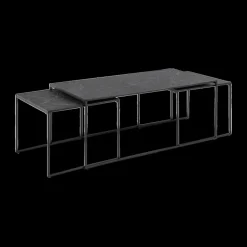 Ygo Salontafel Set van 3 RADDEL Mel. Marble/Metal Black| Salontafels & Bijzettafels