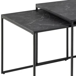 Ygo Salontafel Set van 3 RADDEL Mel. Marble/Metal Black| Salontafels & Bijzettafels
