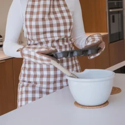 Ygo Schort GINSHA Ruit Cognac| Keukenlinnen