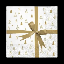Ygo Serviet CADEAU S/20 Wit/Goud| Tafellinnen & -Textiel|Kerst