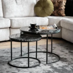 Ygo Set van 2 bijzettafels ARKYN Zwart| Salontafels & Bijzettafels