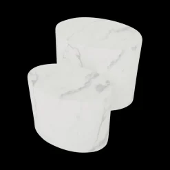 Ygo Set van 2 Salontafels RIKA Wit Carrara Marmer| Salontafels & Bijzettafels