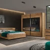 Ygo Slaapkamer LAFON: Kleerkast 245cm + Bed 140x200 + Commode + 2x Nachttafels| Slaapkamers