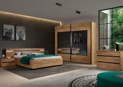 Ygo Slaapkamer LAFON: Kleerkast 245cm + Bed 160x200 + Commode + 2x Nachttafels| Slaapkamers