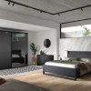 Ygo Slaapkamer WATFORD: Kleerkast 245cm + Bed 160x200 + 2x Nachttafels + Commode| Slaapkamers