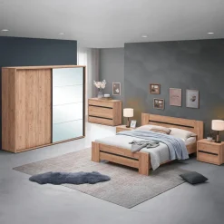 Ygo Slaapkamer ZELDA: Kleerkast 240cm + Bed 180x200 + Commode + 2x Nachttafel B58| Slaapkamers