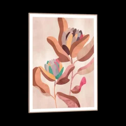Ygo Slim Frame Wood Earth Flowers| Wanddecoratie