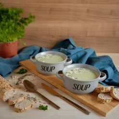 Ygo Soepkom Tekst 'Soup' Grey 47cl| Servies