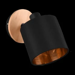 Ygo Spot TOMMY 1Del. Met./Hout Mat Zwart| Wandlampen