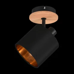 Ygo Spot TOMMY 1Del. Met./Hout Mat Zwart| Wandlampen
