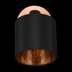 Ygo Spot TOMMY 1Del. Met./Hout Mat Zwart| Wandlampen