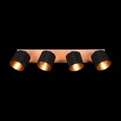 Ygo Spot TOMMY 4Del. Met./Hout Mat Zwart| Spots