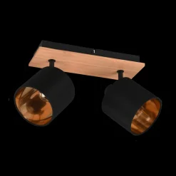 Ygo Spot TOMMY 2Del. Met./Hout Mat Zwart| Spots