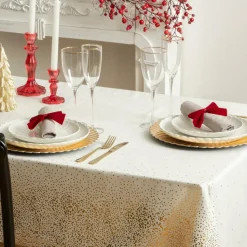 Ygo Tafelkleed GLINTS 240 Glitter Goud/Wit| Tafellinnen & -Textiel