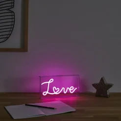 Ygo Tafellamp LOVE Led Roze| Decoratieve Accessoires|Kinderverlichting