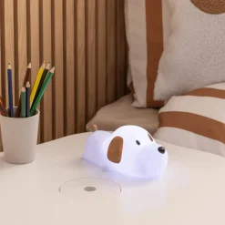 Ygo Tafellamp SCOTTI Hond Wit/Bruin| Decoratieve Accessoires|Kinderverlichting