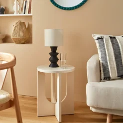 Ygo Tafellamp YALIU Keramiek Zwart met Kap Beige| Tafellampen