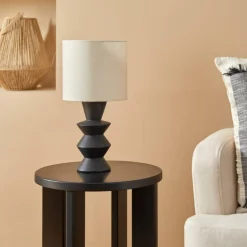 Ygo Tafellamp YALIU Keramiek Zwart met Kap Beige| Tafellampen