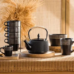 Ygo Theepot FLORRA Gietijzer Zwart 1l| Koffie & Thee