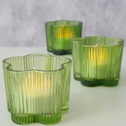 Ygo TL-Houder FIHONA Bloemvorm Glas Groen Ass.| Woondecoratie