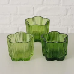 Ygo TL-Houder FIHONA Bloemvorm Glas Groen Ass.| Woondecoratie
