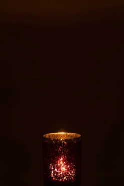 Ygo TL-Houder ROLI Glas Rood Rand Goud M| Woondecoratie