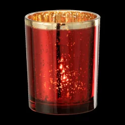 Ygo TL-Houder ROLI Glas Rood Rand Goud M| Woondecoratie