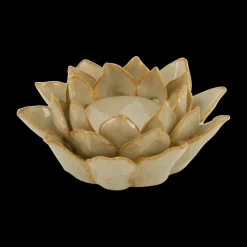 Ygo TL-Houder WALTI XL Bloem Keramiek Beige| Woondecoratie