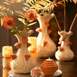 Ygo Vaas ODHALI XL Ker. Creme/Oranje| Woondecoratie